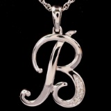 Estate sterling silver & diamond “B” initial necklace