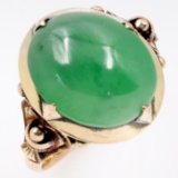 Vintage 14K yellow gold jade ring