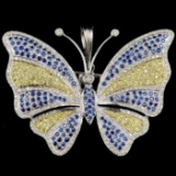 Estate 14K white gold diamond butterfly pin/pendant