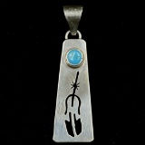 Estate Native American sterling silver turquoise feather pendant