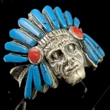 Estate Native American-style sterling silver chief ring