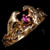 Vintage 14K yellow gold ruby Mothers ring: size 6 3/4, 3.3 gms gross weight
