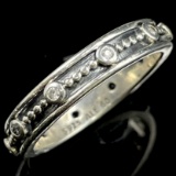 Authentic estate Pandora sterling silver CZ beaded band ring