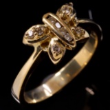 Estate unmarked 14K yellow gold diamond butterfly ring