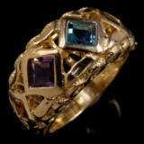 Vintage 14K yellow gold multi-gemstone Mother's ring