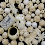 Lot of genuine ivory jewelry, beads & components