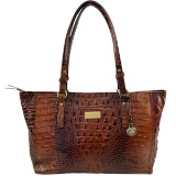 Authentic estate Brahmin crocodile embossed leather tote