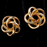 Pair of estate 14K yellow gold love knot stud earrings