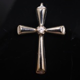 Estate unmarked 14K white gold diamond cross pendant