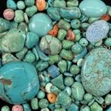 Unmounted mixed turquoise & rhodochrosite beads