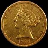 1901-S U.S. $5 Liberty head gold coin