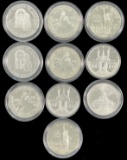 Lot of 10 proof & uncirculated U.S. commemorative silver dollars
