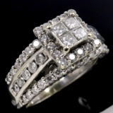 Estate 14K white gold diamond mosaic ring