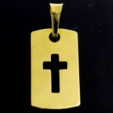 Estate 14K yellow gold cross dog tag pendant