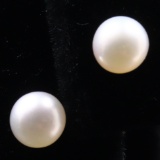 Pair of estate Akoya pearl stud earrings with 14K yellow gold findings