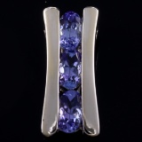 Estate 14K white gold tanzanite bar pendant