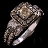 Estate 14K white gold Le Vian diamond halo ring
