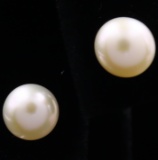 Pair of estate Akoya pearl earrings with 14K yellow gold findings