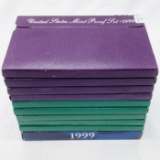 Complete run of all 10 1990s U.S. proof sets