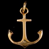 Estate 14K yellow gold anchor pendant
