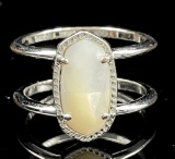 Estate Kendra Scott white metal mother-of-pearl double band ring