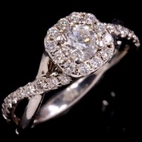 Estate unmarked 14K white gold diamond halo twist ring