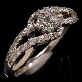 Estate 10K white gold diamond twist ring