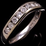 Estate 14K white gold diamond notched band ring