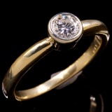 Estate 14K yellow gold diamond bezeled solitaire ring