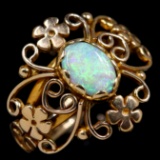 Vintage 14K yellow gold opal flower ring