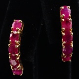 Pair of vintage 14K yellow gold natural ruby earrings