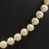 Estate genuine pearl necklace with 14K yellow gold clasp