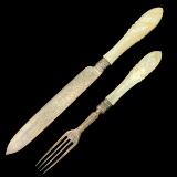 Estate 2-piece 19th century Sheffield, England sterling silver carving set
