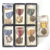 Lot of 7 new-in-the-box WWII-era U.S. military medals