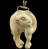 Vintage genuine ivory & unmarked 14K yellow gold camel pendant