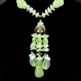 Vintage Miriam Haskell double-strand green beaded necklace