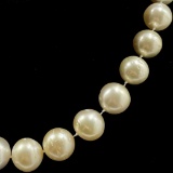 Vintage South Sea graduated pearl necklace with 18K yellow & white gold clasp