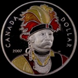 2007 colorized proof Canada Thayendanegea (Joseph Brant) commemorative silver dollar