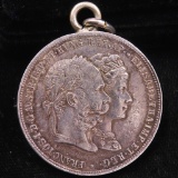 1879 Austro-Hungarian Emperor Franz Joseph & Elisabeth 24th anniversary commemorative silver crown