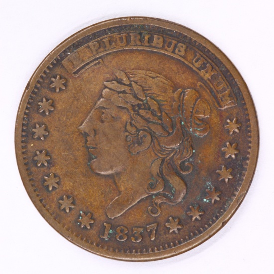 1837 Hard Times Token- Liberty-Not One Cent