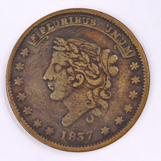 1837 Hard Times Token- Liberty-Not One Cent