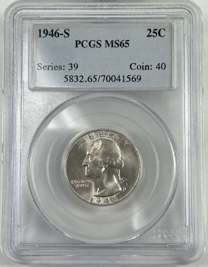 Certified 1946-S U.S. Washington quarter