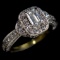 Estate 14K white gold diamond halo ring