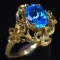 Vintage 10K yellow gold blue stone ring