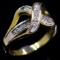 Vintage 10K two-tone gold diamond X ring