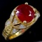 Estate 14K yellow gold diamond & natural ruby ring