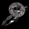 Estate 14K white gold diamond halo mounting