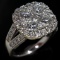 Estate 14K white gold diamond mosaic halo statement ring