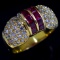 Estate 18K yellow gold diamond & natural ruby ring