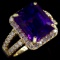 Estate 14K yellow gold diamond & natural amethyst ring